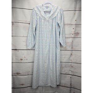 Lanz of Salzburg Flannel Nightgown XS Floral Long Cottagecore Granny Prairie